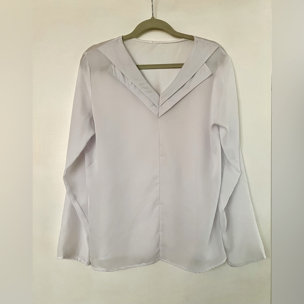 New White Long Sleeve Blouse